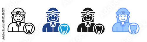 Dentist icon set multiple style collection
