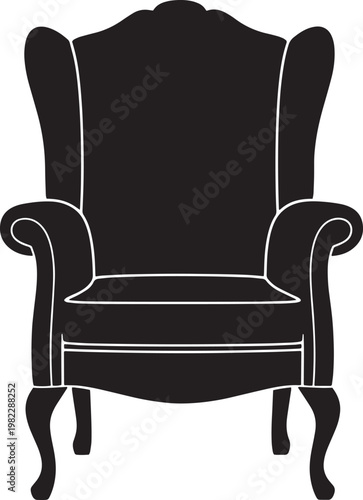 Vintage wingback armchair silhouette icon isolated