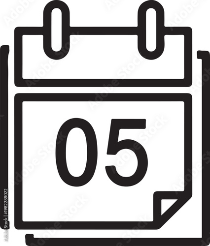 Minimalist Calendar Icon Vector with Date Number 05