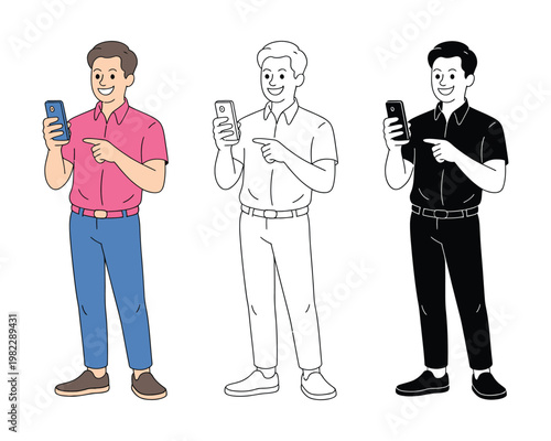 Businessman uses a mobile phone every day.