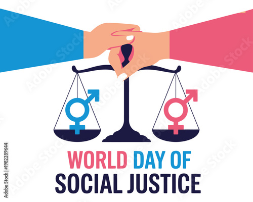 Scales represent balanced gender equity.