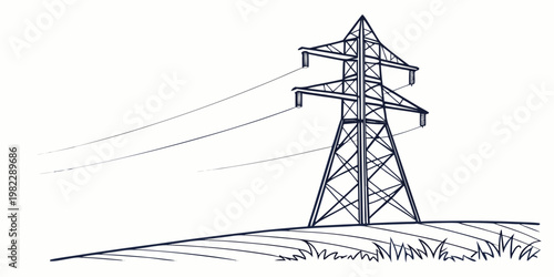 High voltage power transmission pylon in rural field landscape with electricity transmission landscape agriculture electrical infrastructure industrial technology electric