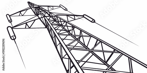 High voltage steel electricity pylon tower perspective view graphic with electricity transmission infrastructure industrial electrical illustration construction technology