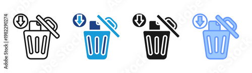Data Delete icon set multiple style collection