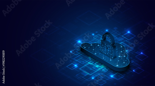 Wallpaper Mural The padlock is located on the cloud. Cloud data storage technology is protected. The concept of cloud computing and large data center security technology. Torontodigital.ca