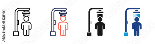 Shower Gym icon set multiple style collection