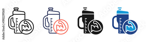 Shaker Bottle icon set multiple style collection