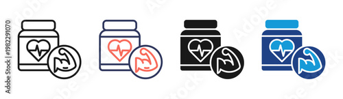 Protein Bottle icon set multiple style collection