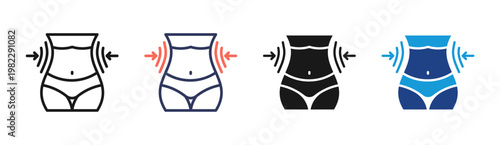 Slim Waist icon set multiple style collection