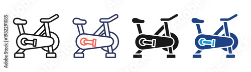 Exercise Bike icon set multiple style collection