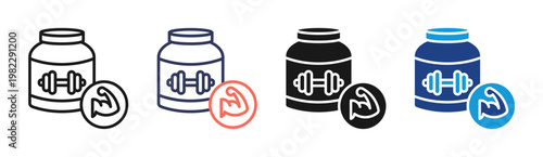 Protein Supplement icon set multiple style collection