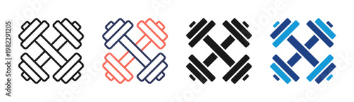 Dumbbell Set icon set multiple style collection
