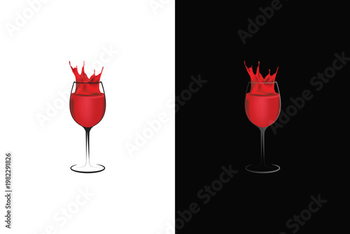Принти на полотні Red cocktail splashes a dichotomy of light and shadow in glassware