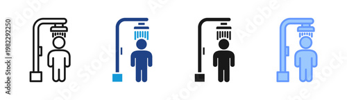 Shower Gym icon set multiple style collection