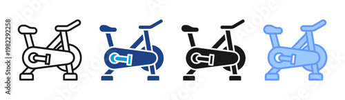 Exercise Bike icon set multiple style collection