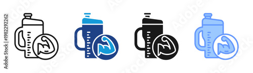 Shaker Bottle icon set multiple style collection