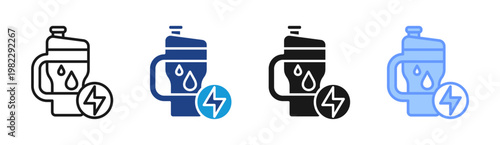 Energy Bottle icon set multiple style collection