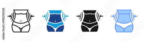 Slim Waist icon set multiple style collection