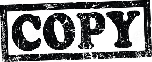 Black grunge rubber stamp impression with the word copy inside a rectangular border