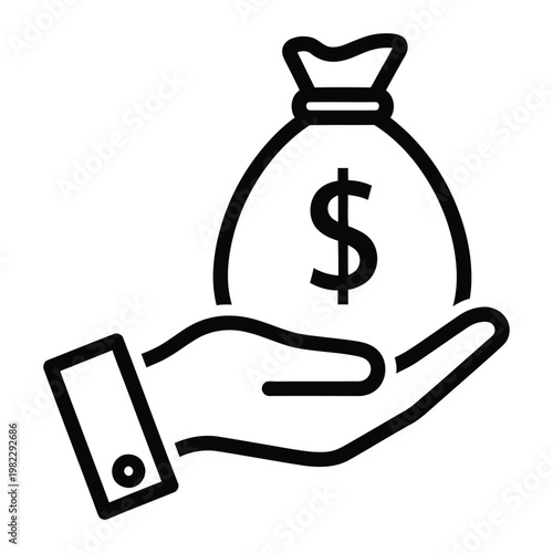 Hand holding a money bag with dollar sign symbolizing wealth and savings investment currency business financial