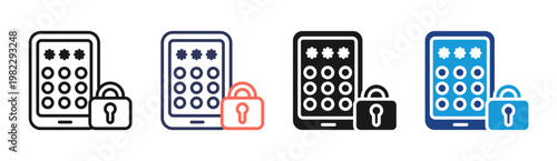 Secure Mobile icon set multiple style collection