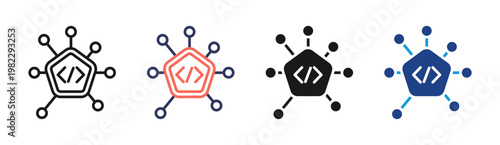 Code Network icon set multiple style collection