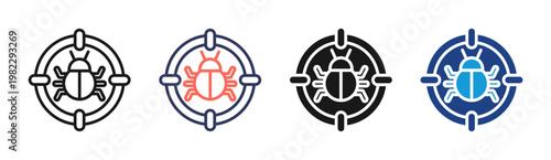 Bug Target icon set multiple style collection