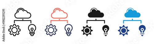 Cloud System icon set multiple style collection