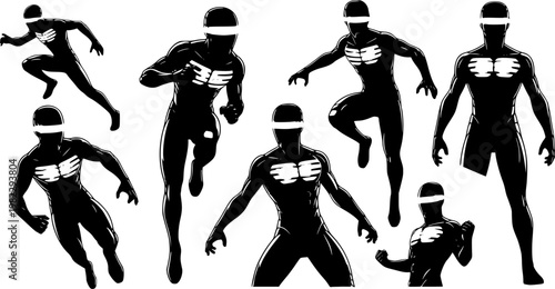 Flat vector illustration set of black silhouette icons showing various stages of plant growth, from tiny seedling to, isolated on white background
