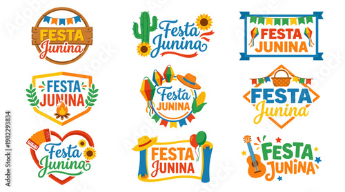 Vibrant Brazil Festival Emblem Collection for June Celebrations - Festa Junina