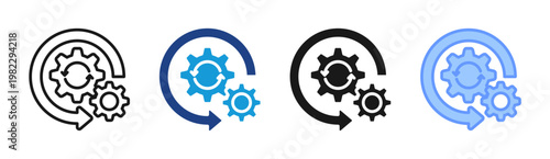 Process Sync icon set multiple style collection