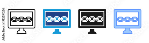 Blockchain Monitor icon set multiple style collection