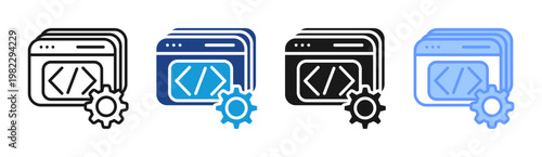 App Development icon set multiple style collection