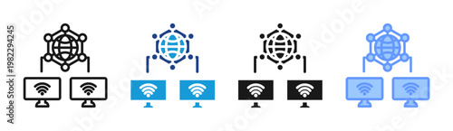 Network System icon set multiple style collection