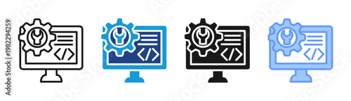 Code Settings icon set multiple style collection