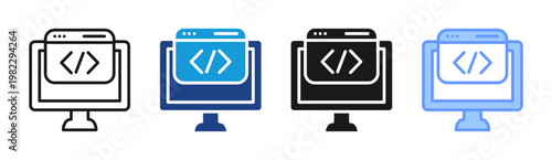 Code Window icon set multiple style collection