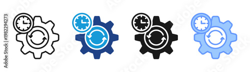 Time Process icon set multiple style collection
