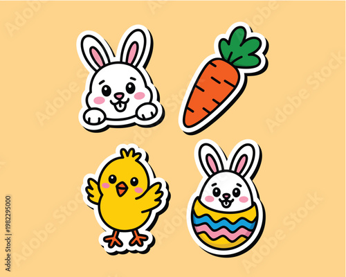 Easter stickers show cute animal themes.