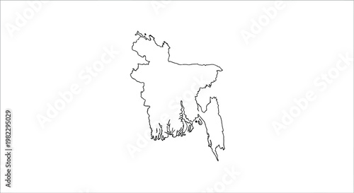 A simple black and white line drawing depicts the geographical outline of bangladesh high quality professional