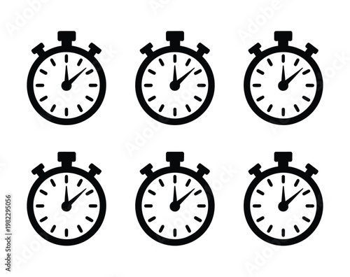 Stopwatches show time in six icons.
