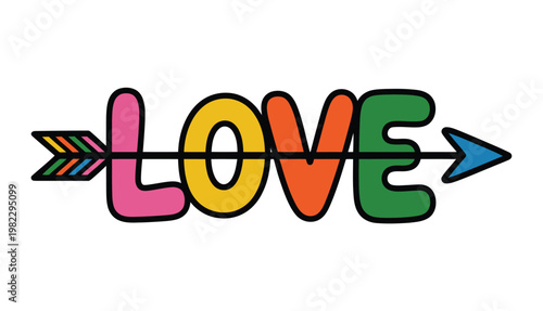 Love text is pierced by an arrow now.