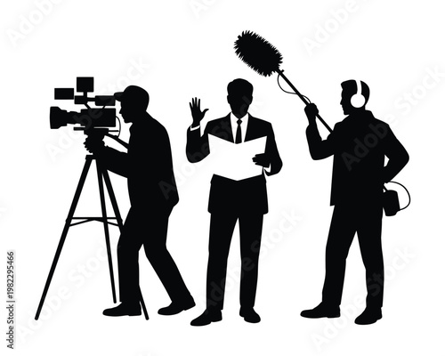 Cameraman records a professional.