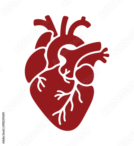 Human heart icon shows medical anatomy.