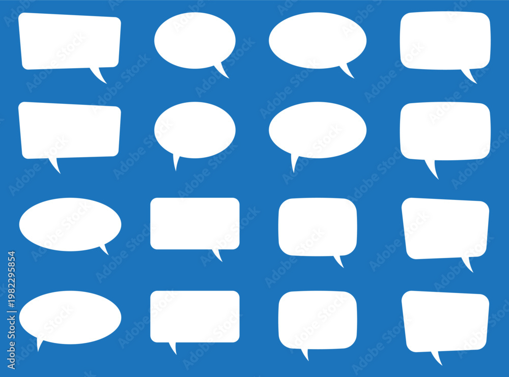 Obraz premium Blank Speech Bubble Shapes in White for Comic, Chat and Communication