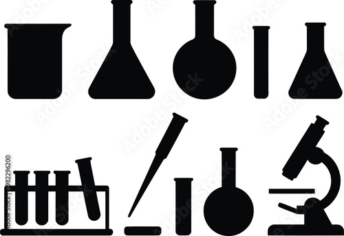 Laboratory equipment icons set for scientific research and experiments