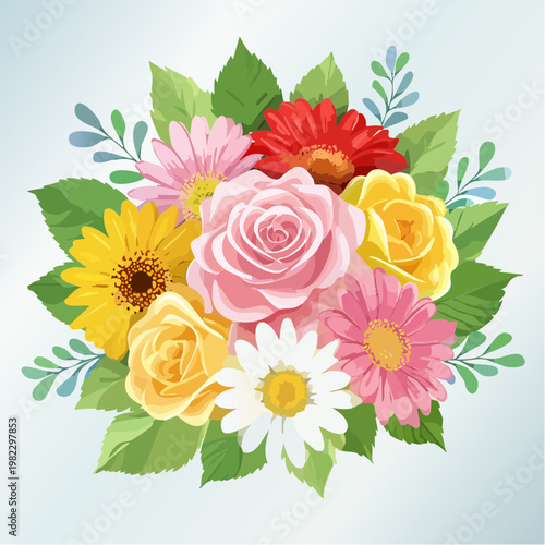 Bunter Frühlingsstrauß auf hellem Hintergrund