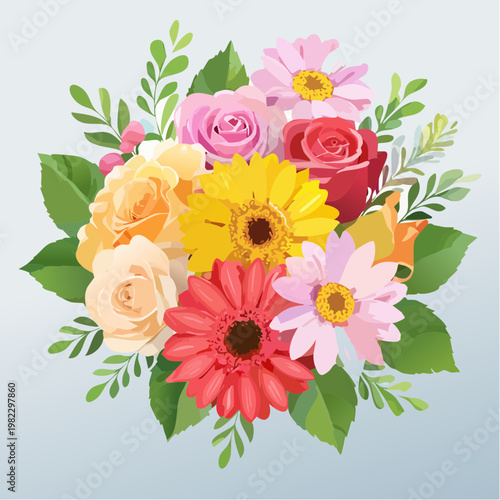 Bunter Frühlingsstrauß auf hellem Hintergrund