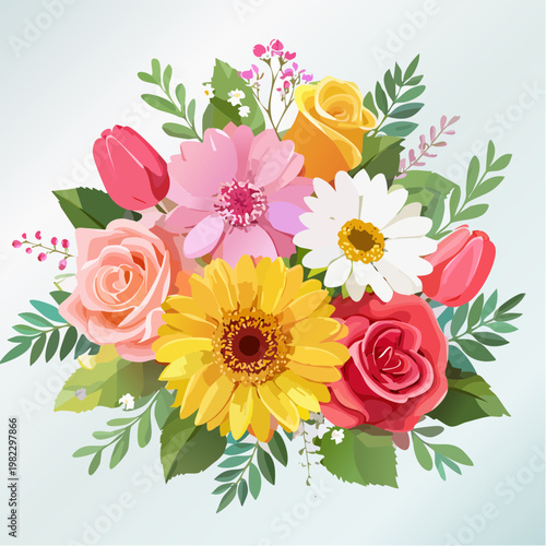 Bunter Frühlingsstrauß auf hellem Hintergrund