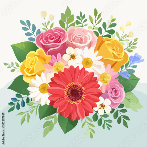 Bunter Frühlingsstrauß auf hellem Hintergrund