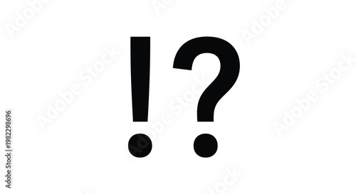 A stark image featuring a black exclamation point and question mark both with dots high quality